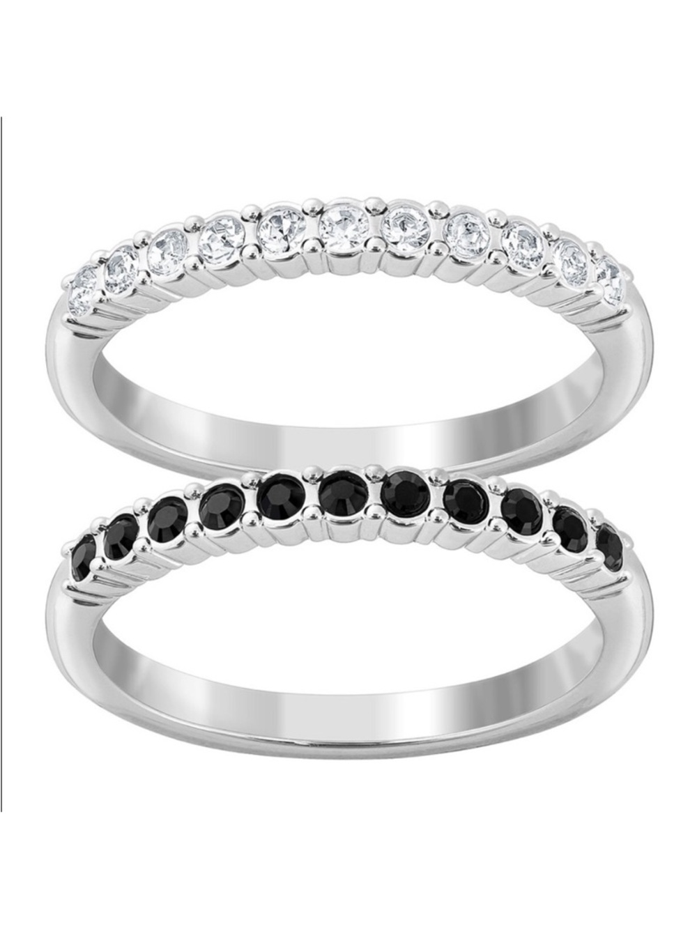 Swarovski crystal mixed ring set of two